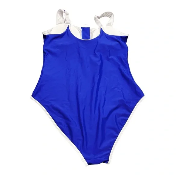 Charmo Blue Zipper Front One-Piece Swimsuit Size L - Picture 3 of 12